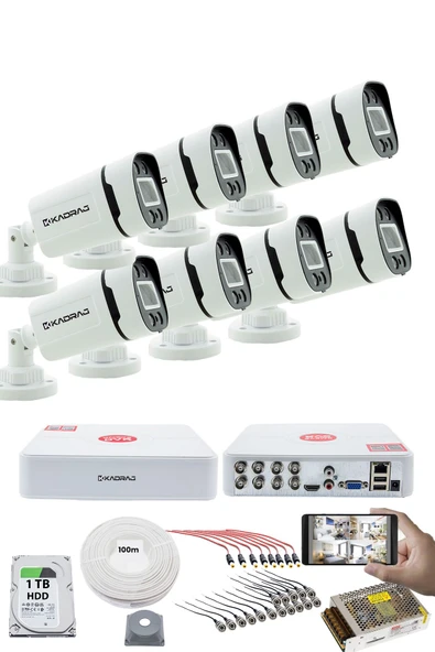 8'li Kamera Seti - 5MP Sony SecuLensli 1080P, 4 Warm LED, Gece Renkli, Full HD AHD Güvenlik Kamerası Seti, ColorVu, Plastik Kasa, Yüz Tanıma, V1 ürün görseli 1