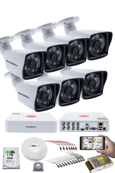 7 KAMERALI GÜVENLİK KAMERASI SETİ - 5MP Sony SecuLensli 1080P Full HD AHD, 6 Atom LED, Gece Görüşlü, IP66 Su Geçirmez, V1 ürün görseli 1