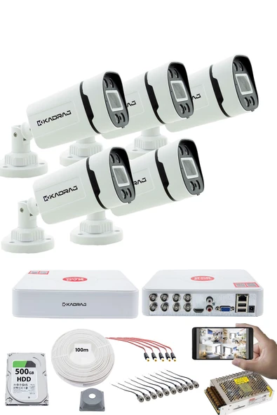 5 KAMERALI GÜVENLİK KAMERASI SETİ - GECE RENKLİ 5MP SONY SECULENS, 1080P FULL HD AHD, 4 WARM LED, COLORVU - V1 ürün görseli 1
