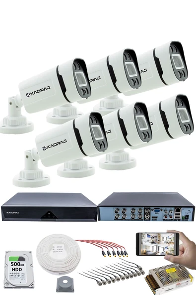 6 Kameralı Set 5MP Sony SecuLensli 1080P, 4 Warm LED, Gece Renkli, Full HD AHD Güvenlik Kamerası Seti, ColorVu, Plastik Kasa ürün görseli 1