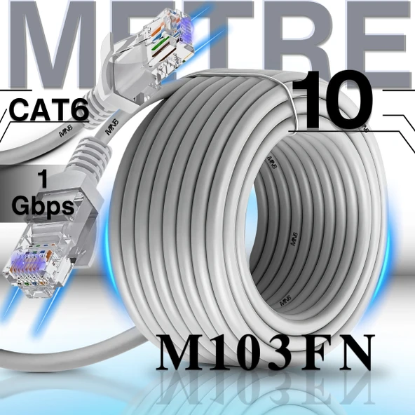 MN6 M103FN 10 Metre Internet Kablosu/Gigabit Destekli-UTP-CAT6/iç Mekan Uyumlu-ethernet Kablosu 10 Metre ürün görseli 1