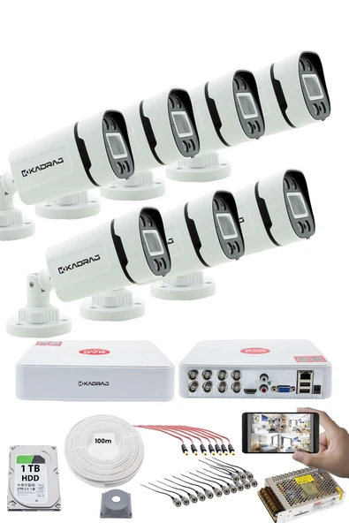 7'LI KAMERA SETİ - 5MP Sony SecuLensli 1080P, 4 Warm LED,Gece Renkli, Full HD AHD Güvenlik Kamerası Seti, ColorVu,V1 ürün görseli 1
