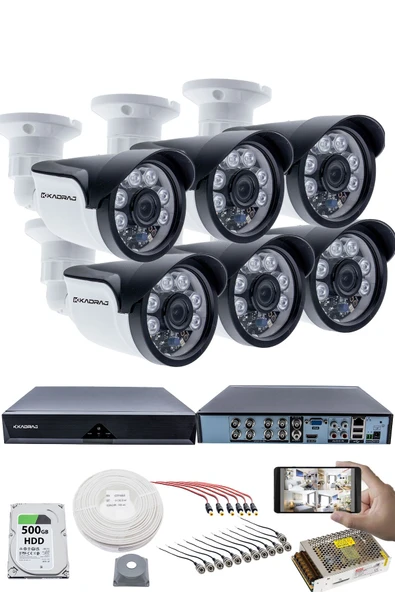 6'lı Kamera Seti 5MP Sony SecuLensli 1080p, 6 Atom LED, Full HD AHD Güvenlik Kamerası Seti , Gece Görüşlü, IP66 Plastik Kasa ürün görseli 1