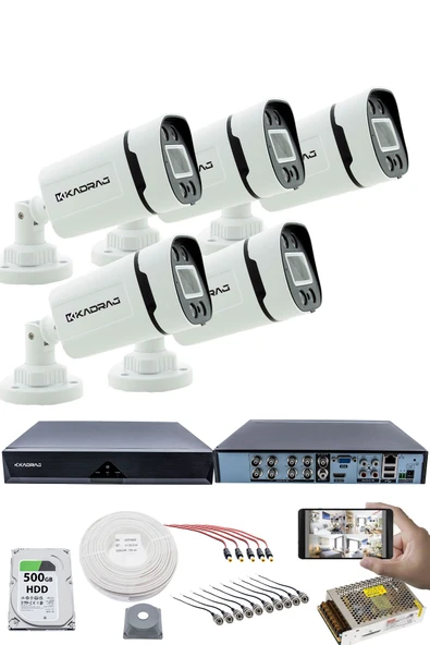 5 KAMERALI GÜVENLİK KAMERASI SETİ - GECE RENKLİ 5MP SONY SECULENS, 1080P FULL HD AHD, 4 WARM LED, COLORVU - PLASTİK KASA ürün görseli 1