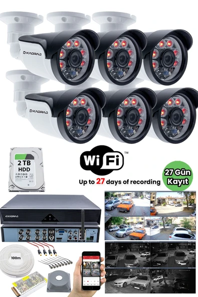 6 Kameralı Güvenlik Kamera Seti - 2TB H.D.D, Gece Görüşlü, Mobil İzleme, 10A SMPS ürün görseli 1