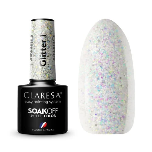 Claresa Kalıcı Oje Glitter Silver Simli Şeffaf 01 5gr ürün görseli 1