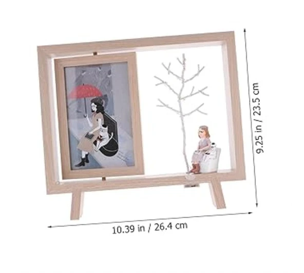 Ahşap Çerçeveli Çift Taraflı Işıklı Masaüstü Fotoğraf Çerçevesi (26.5x23.6 cm) - Resim 3