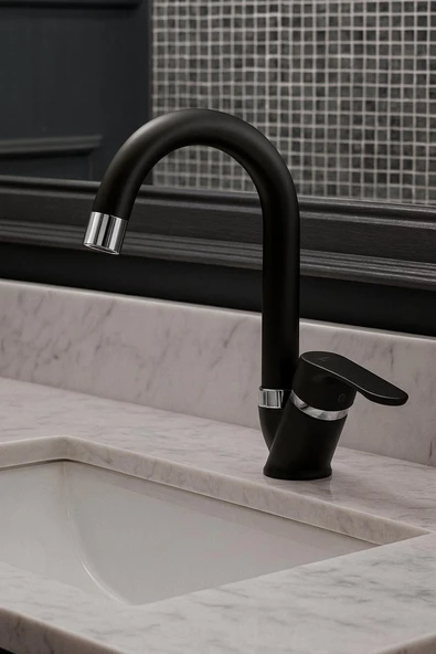 SİYAH LAVABO BATARYASI - Resim 2