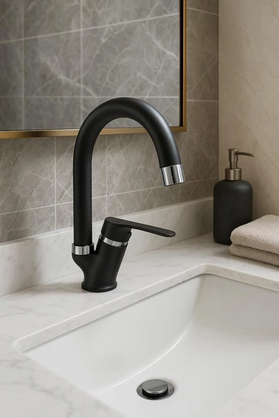 SİYAH LAVABO BATARYASI - Resim 3