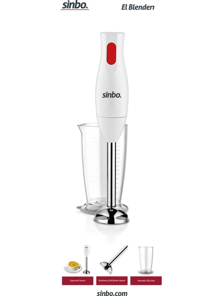 SİNBO SHB-3102 El Blenderi - Beyaz ürün görseli 1