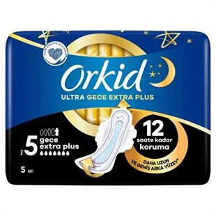 Orkid Ultra Hijyenik Ped Gece Extra Plus No: 5 5'li ürün görseli 1