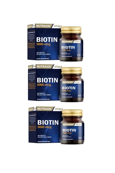Saç Dökülmesine Karşı Biotin Içeren Takviye Edici Gıda 30 Tablet X3 Adet ürün görseli 1