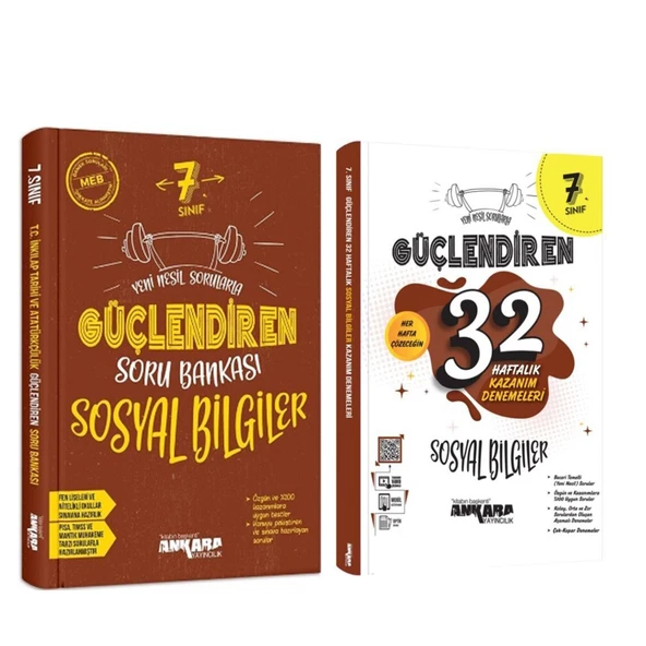 Ankara 7. Sınıf Sosyal Bilgiler Güçlendiren Soru Bankası ve 32 Haftalık Deneme Seti 2 Kitap ürün görseli 1
