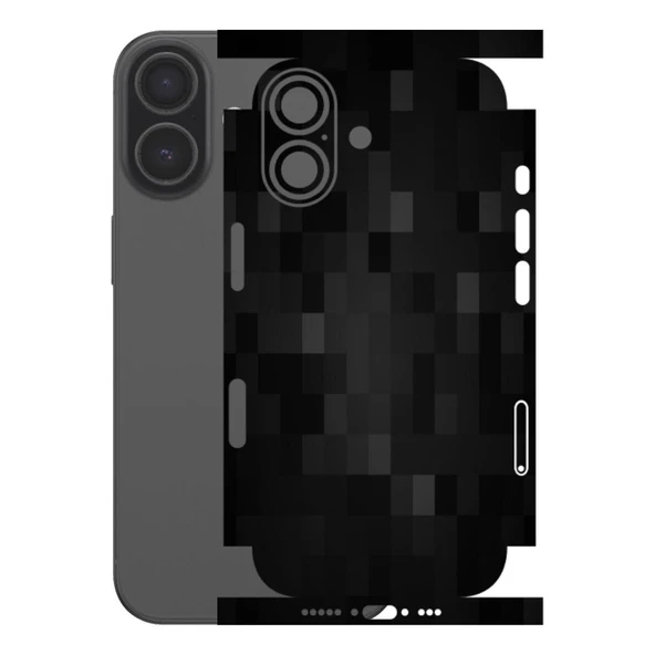 Iphone 17 5G ile Uyumlu Arka Kaplama 360  Pixel Desenli Siyah ürün görseli 1