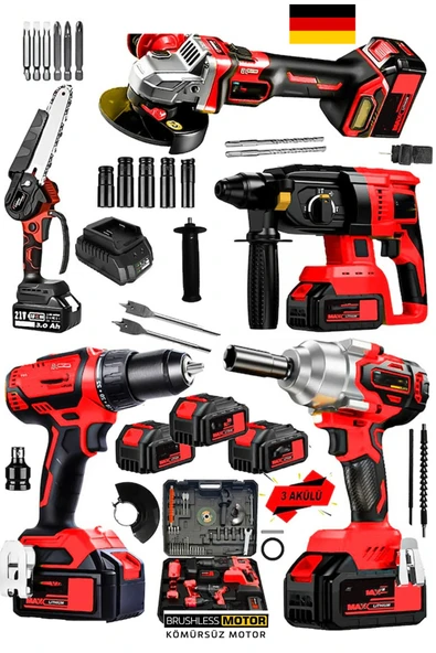 stilmax 5 Makine Süper Seri x3 Akülü 40V 10AH Dal Budama Kırıcı Delici Çelik Matkap Taşlama Somun ürün görseli 1