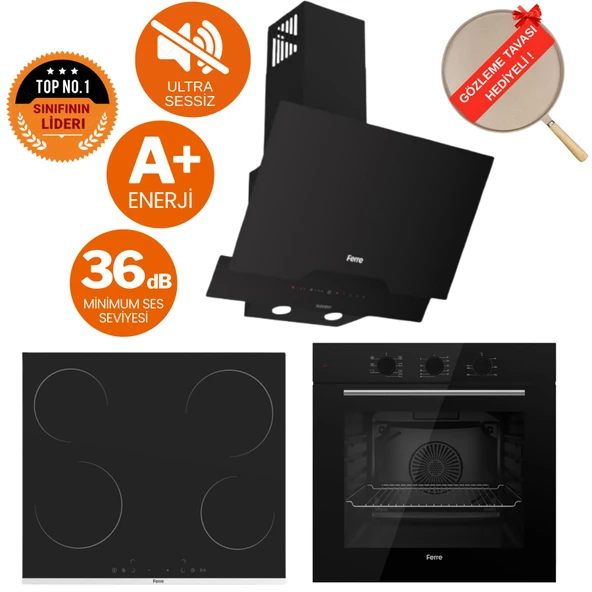 Ferre NEO Ultra Sessiz Vitroseramik Elektrikli Ankastre Set (D063-SA + MS 261+ QBL62CS  ) ürün görseli 1