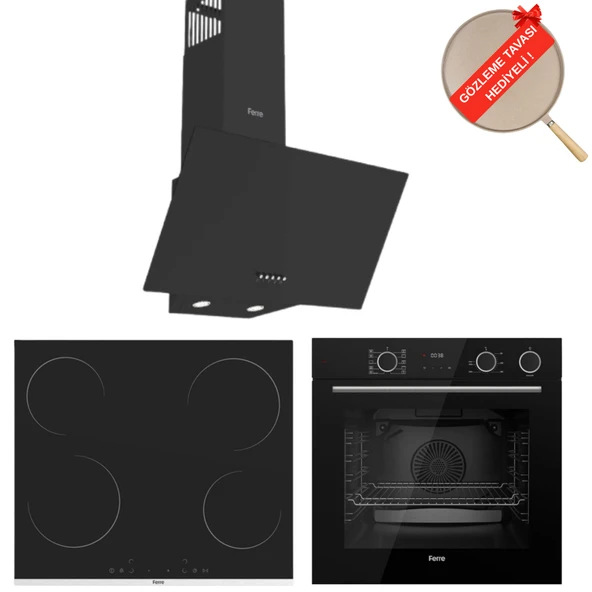 Ferre FryArt&Buharlı Fırın Altro FlowArt Elektrikli 3'lü Siyah Ank. Set (D086 + MS261 + XE64CS) ürün görseli 1