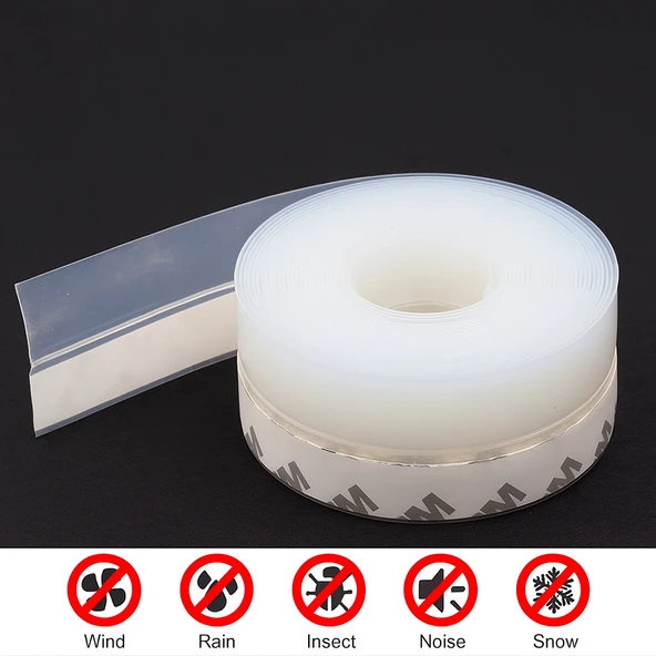 Hava Geçirmez Kapı Altı Pencere Bandı Böcek Önleyici Şeffaf 38mm Şerit Bant 3Metre ürün görseli 1