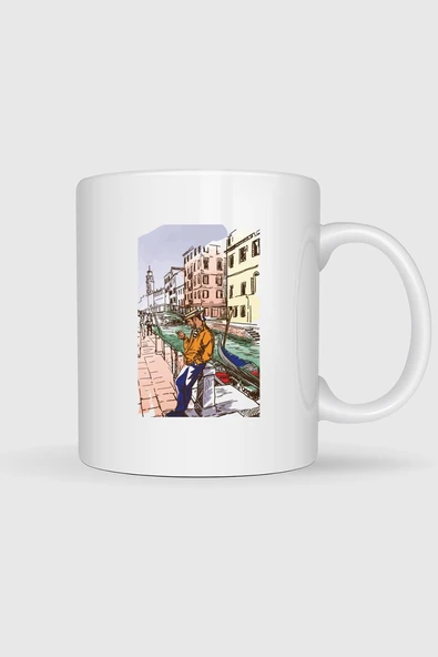 Venice Drawing Art Illustration, Venedik Tasarımlı Kupa Bardak ürün görseli 1