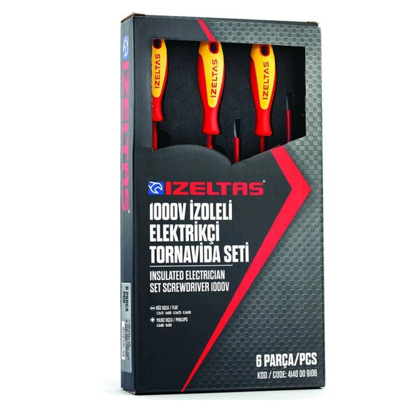 İzeltaş 1000V İzoleli Elektrikçi Tornavida Seti (6 Parça) ürün görseli 1