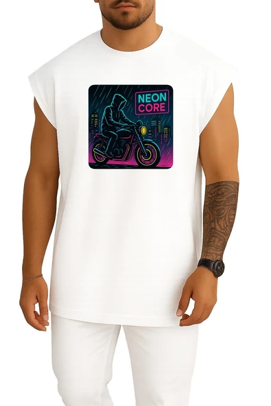Oversize Neon City Rider Private Design Göğüs Tasarımlı Atlet ürün görseli 1