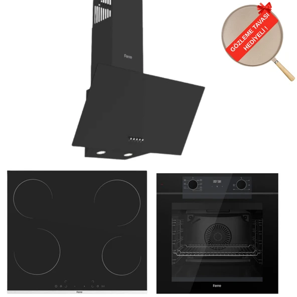 Ferre FryArt&FlowArt Bello Vitroseramik Elektrikli 3'lü Siyah Ank. Set (D086 + MS261 + QEP63CS) ürün görseli 1