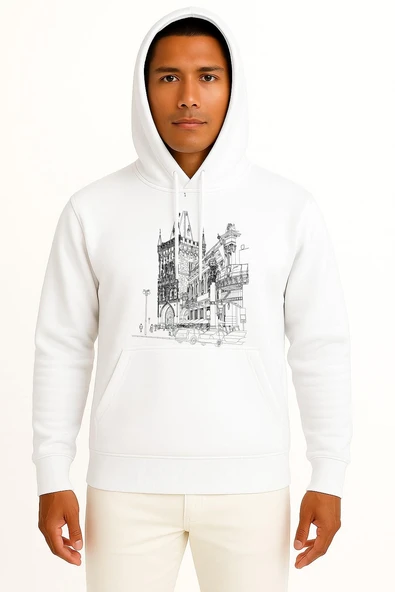 Kapüşonlu Old Town Prague Elements - Çek Cumhuriyeti Göğüs Tasarımlı Unisex Sweatshirt ürün görseli 1