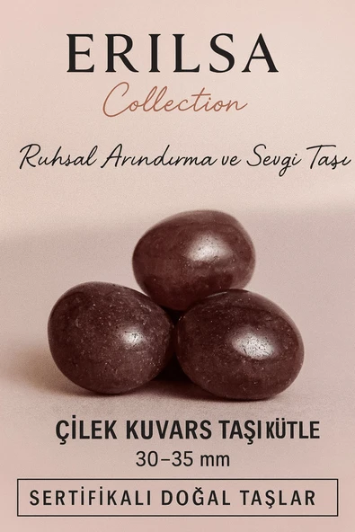 Sertifikalı Çilek Kuvars Taşı Kütle 30–35 mm Ruhsal Arınma Sevgi ve Denge Enerjisi Taşı ürün görseli 1