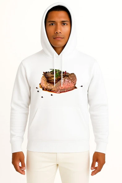 Kapüşonlu Beefsteak Barbecue Grilling Cooking Göğüs Tasarımlı Unisex Sweatshirt ürün görseli 1