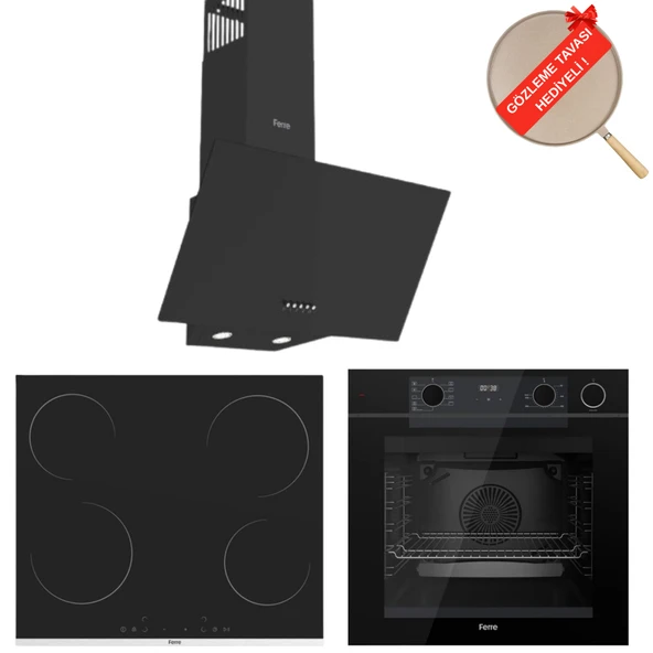 Ferre FryArt&Buharlı Fırın Grano FlowArt Elektrikli 3'lü Siyah Ank. Set (D086 + MS261 + QEP64CS) ürün görseli 1