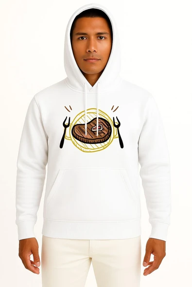 Kapüşonlu Barbecue Grill Picnic Food Lunch Göğüs Tasarımlı Unisex Sweatshirt ürün görseli 1