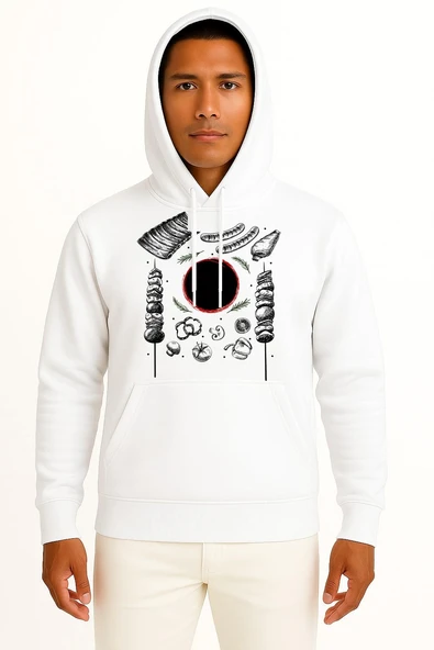 Kapüşonlu Mangal - Barbekü Göğüs Tasarımlı Unisex Sweatshirt ürün görseli 1