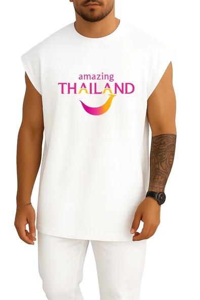 Oversize Tourism Authority Of Thailand Tourism İn Thailand Travel Göğüs Tasarımlı Atlet ürün görseli 1