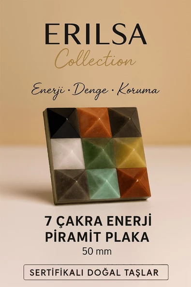 Sertifikalı 7 Çakra Enerji Piramit Plaka 50 mm – Enerji Dengeleme ve Koruma Doğal Taş ürün görseli 1