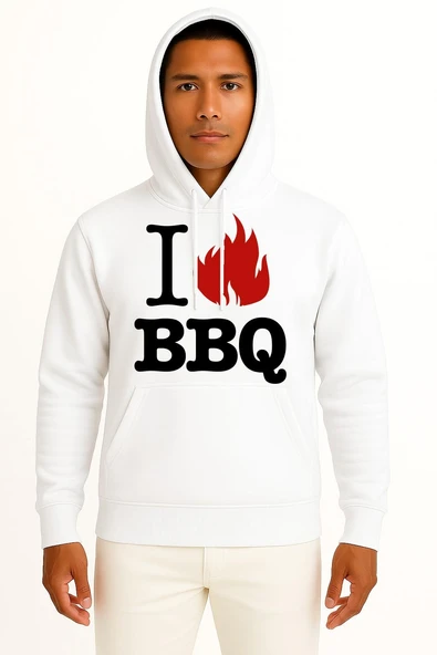 Kapüşonlu Barbecue Grill T-Shirt Babb Bros Bbq Göğüs Tasarımlı Unisex Sweatshirt ürün görseli 1