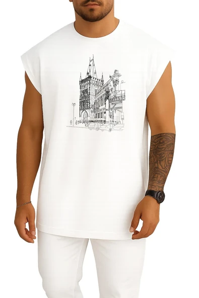 Oversize Old Town Prague Elements - Çek Cumhuriyeti Göğüs Tasarımlı Atlet ürün görseli 1