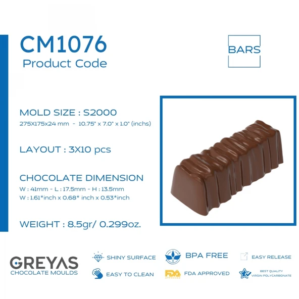 Polikarbon Bar Çikolata Kalıbı 8.5 gr | Cm-1076 - Resim 2
