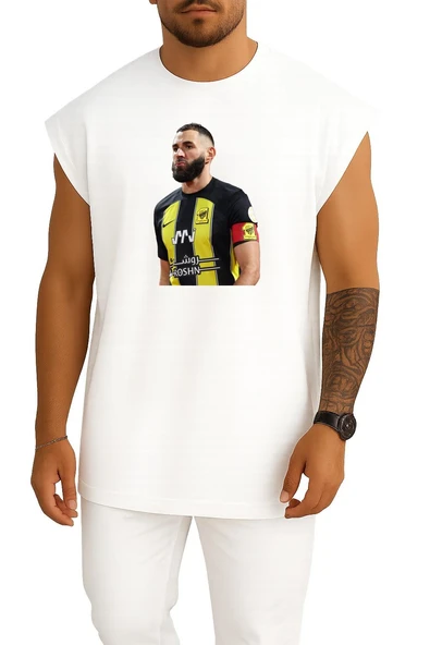Oversize Karim Benzema Al Ittihad Saudi Göğüs Tasarımlı Unisex Spor Atlet ürün görseli 1