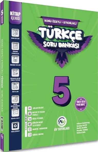 5. Sınıf Türkçe Kazanım Etkinlikli Soru Bankası Av Yayınları ürün görseli 1