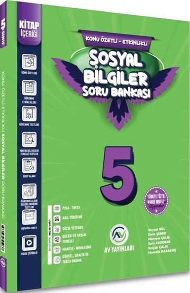 5. Sınıf Sosyal Bilgiler Kazanım Etkinlikli Soru Bankası Av Yayınları ürün görseli 1
