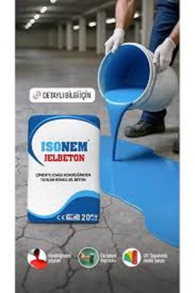 Isonem Jel Beton Çimento Esaslı Kendiliğinden Yayılan Renkli JelBeton 20 KG Kraft Torba ürün görseli 1