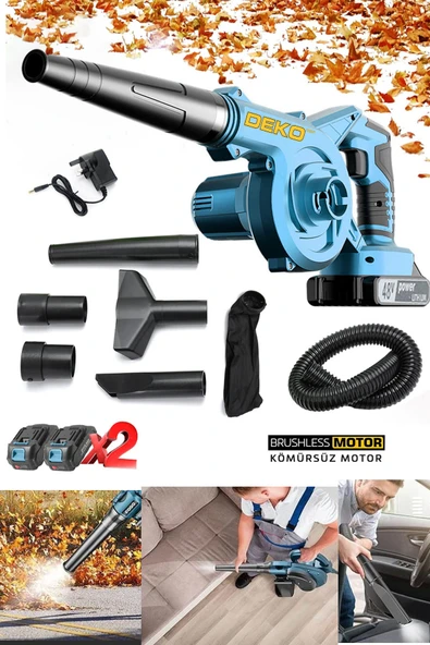 Deko Çok Fonksiyonlu Yaprak Üfleme Toz Toplama Makinesi Lithum 40V Çift Bataryalı Hortumlu Full Set ürün görseli 1