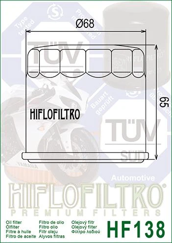 Hiflo Hf138 2006-2024 Suzuki VZR 1800 Intruder Uyumlu Yağ Filtresi ürün görseli 1