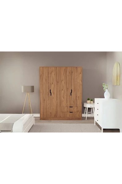 ZEYTUNHOME Moderno XL 4 Kapaklı 2 Çekmeceli Gardırop – Geniş Aileler İçin Şık Çözüm ürün görseli 1