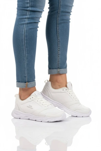 Beyaz Bağcıklı Cilt Unisex Spor Ayakkabı ürün görseli 1