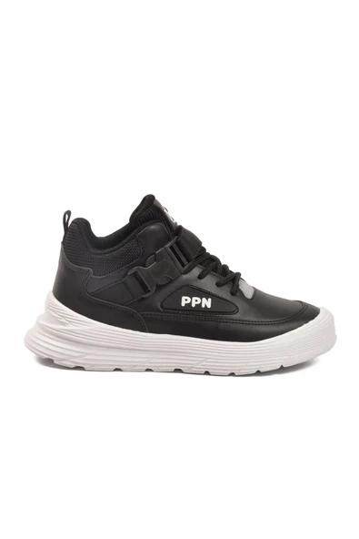 Siyah Beyaz Cırtlı Erkek Çocuk Hi Sneaker ürün görseli 1