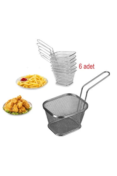 ERGENÇLERZÜCCACİYE servis sepeti, cips, patates sunum ve pişirme süzgeci 11x9x6.5 cm 6 adet ürün görseli 1