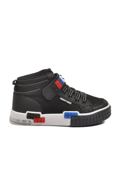 Siyah Beyaz Cırtlı Erkek Çocuk Hi Sneaker ürün görseli 1