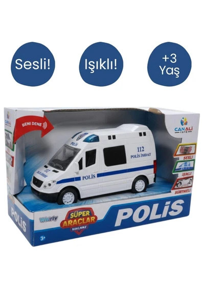 Sesli ve Işıklı Polis Aracı – Sürtme Güçlü Oyuncak Araç (112 Polis İmdat) ürün görseli 1