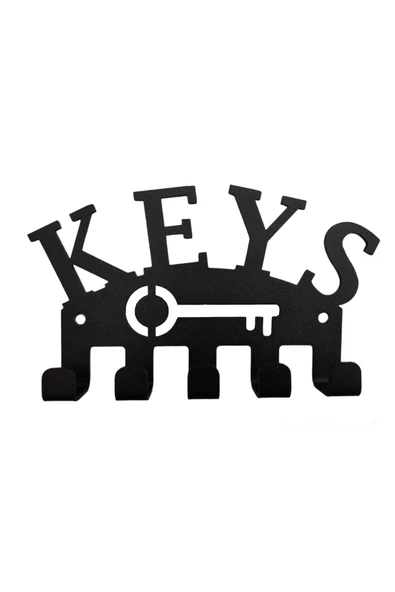 AJU Anahtar Askılığı Keys Yazılı Dekoratif Metal Tasarım Anahtarlık Paslanmaz Hediyelik Siyah ürün görseli 1
